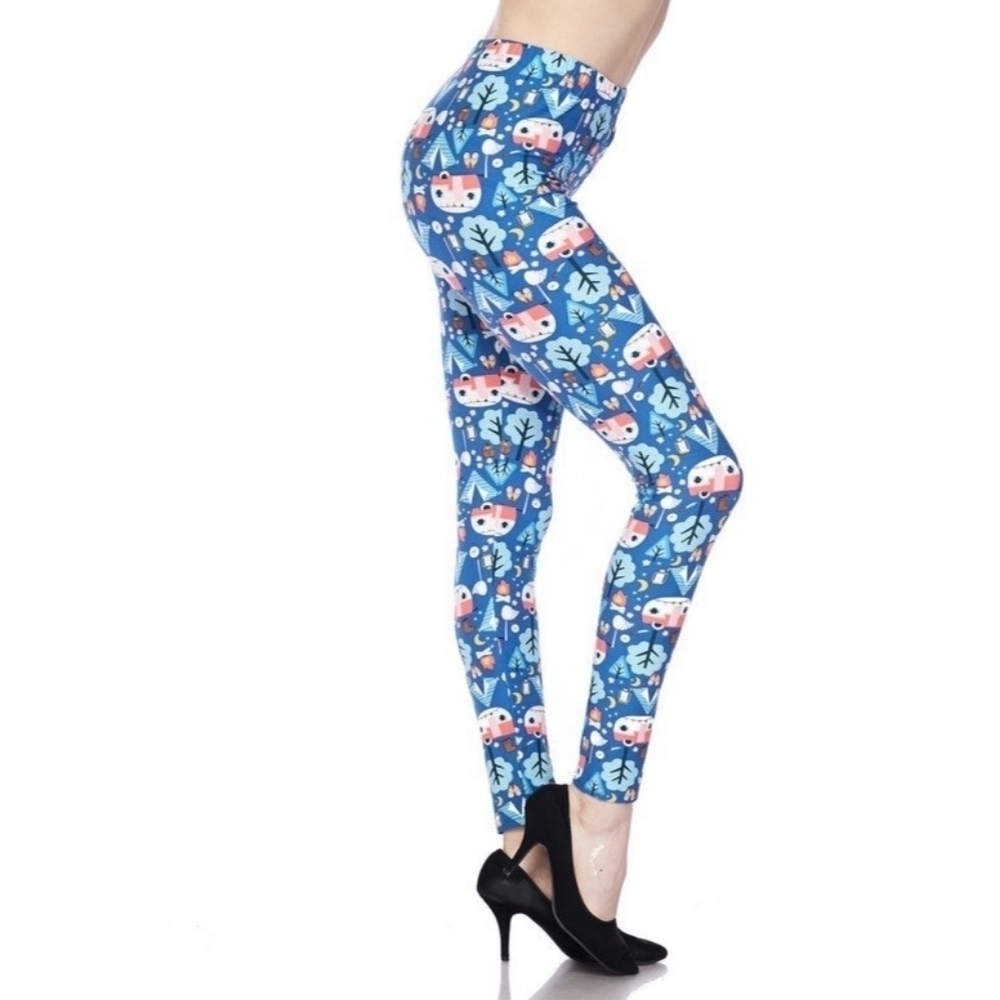 LEGGINGS DEPOT Camping Trailer Full Length Leggings Size 10 NWT
